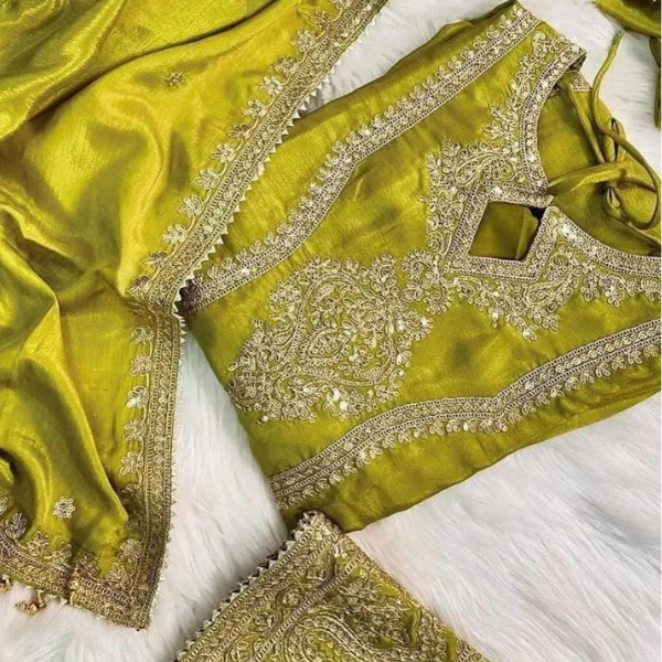 Chinon Silk Top Plazzo & Dupatta Set