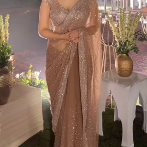 Faux Georgette Party Wear Saree with Blouse & Dupatta