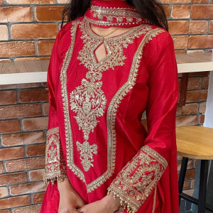 Chinon Silk Top Plazzo & Dupatta Set