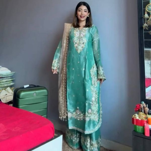 Premium Designer Party Wear Chinon Silk Top Plazzo & Dupatta Set (3)